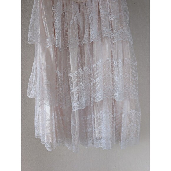 Vintage FLIRTATIONS 80s Prom Dress M Pink Satin Lace Strapless Union ILGWU USA - Picture 11 of 13